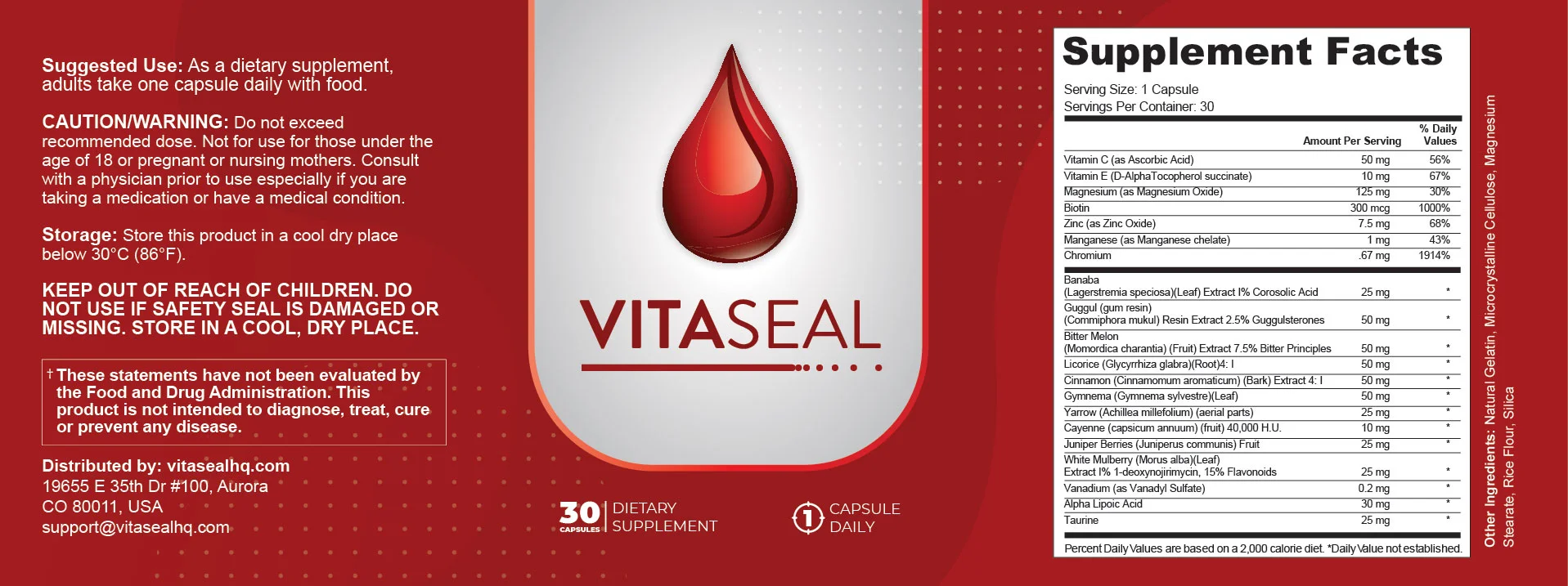 VitaSeal Product Label